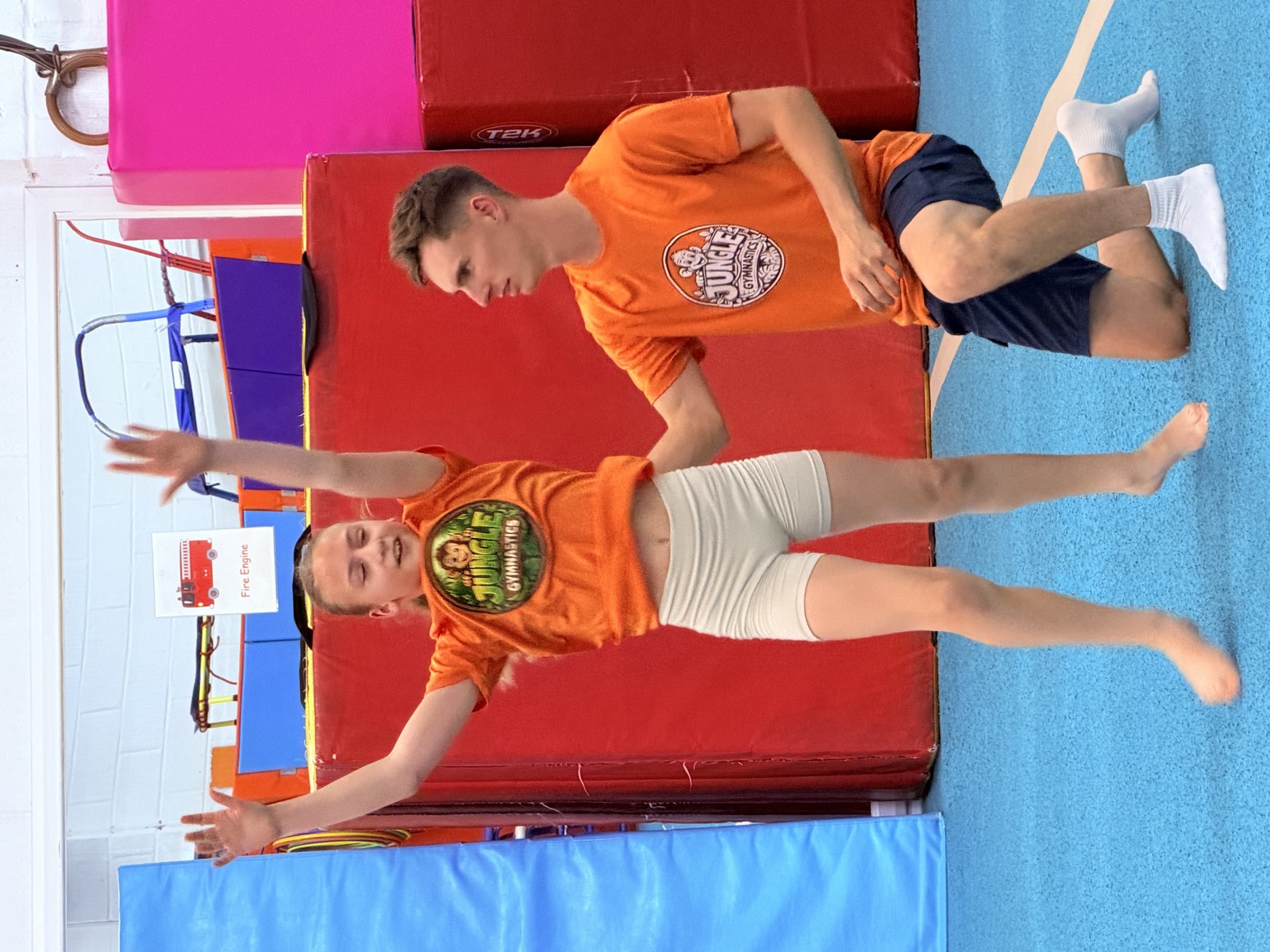 Gymnasts celebrating together
